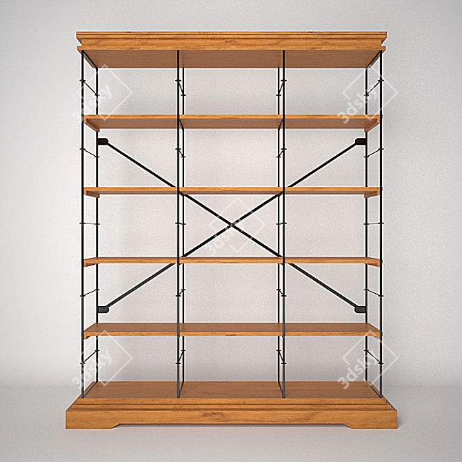 Modern Wooden Bookshelf 3D model image 1