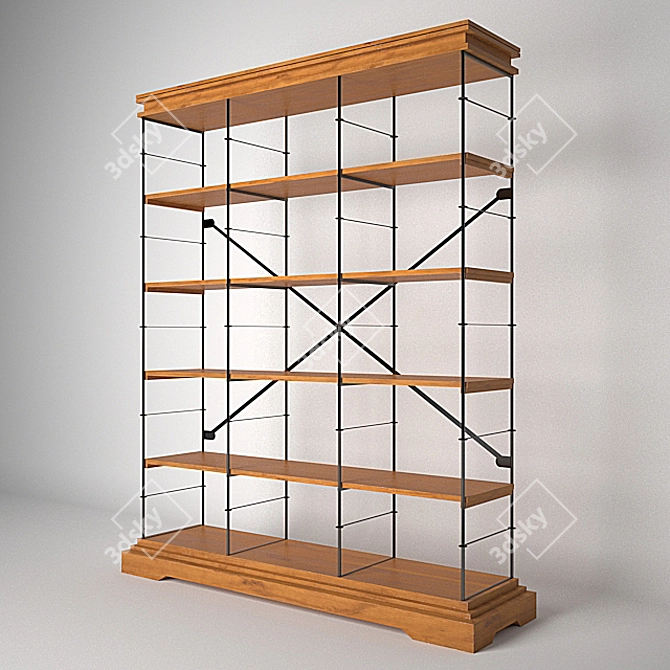 Modern Wooden Bookshelf 3D model image 2