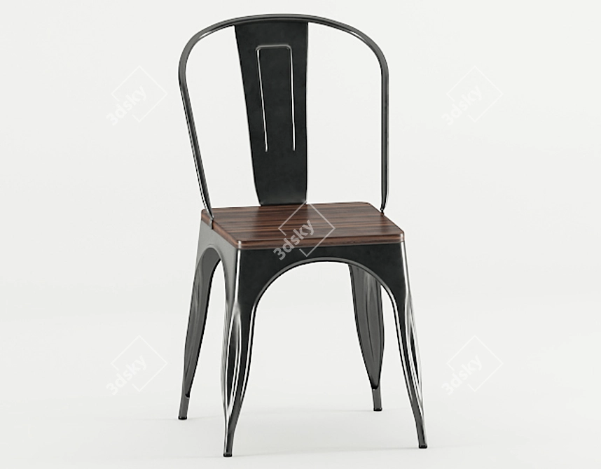 Industrial Tolix Table Chair Set 3D model image 3