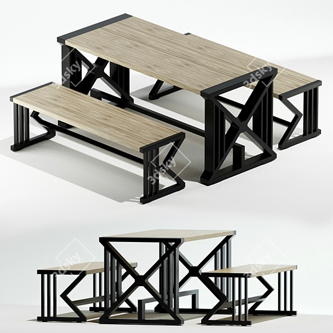  Artisan Wooden Table: Handcrafted Design 3D model image 1