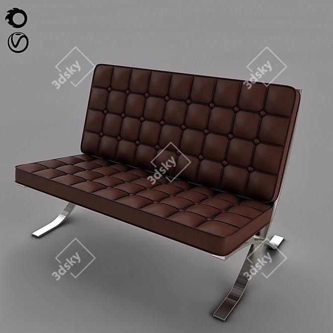 Luxury Leather Armchair with 6 Materials 3D model image 1