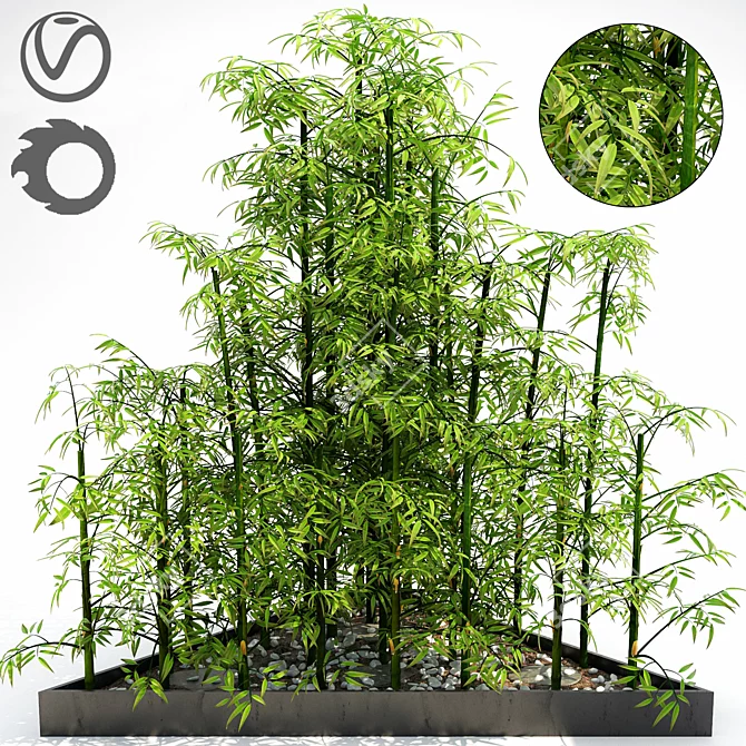 Bamboo Tree Pot: Realistic Artificial Plant for Indoor and Outdoor Use 3D model image 1