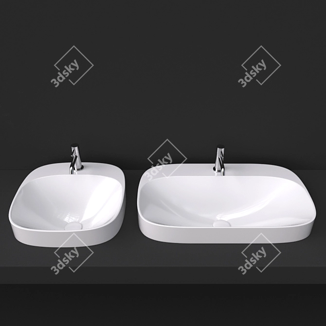 Moon Washbasin: Elegant Ceramic Inset 3D model image 2