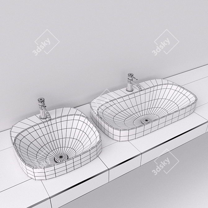 Moon Washbasin: Elegant Ceramic Inset 3D model image 3