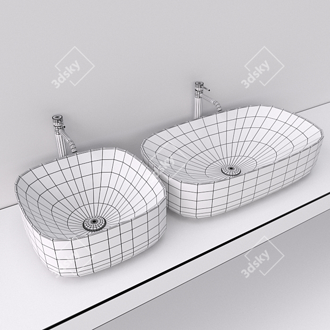 Moon Washbasin Collection | Ceramic Basin 3D model image 3