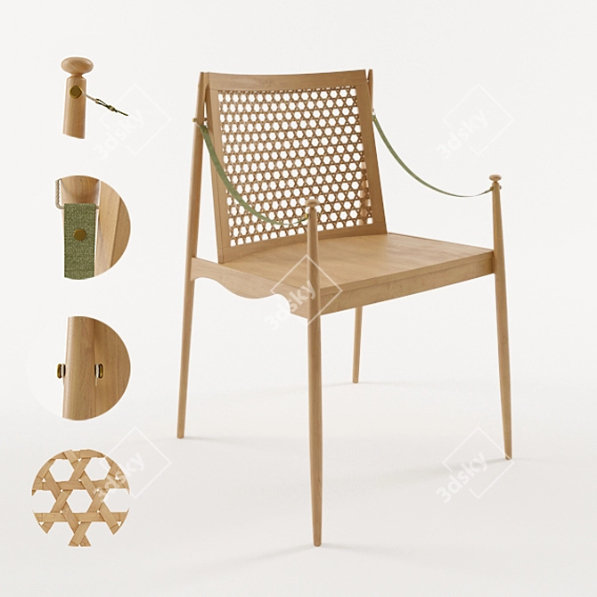 Elegant Rattan Chair: Stylish and Comfortable! 3D model image 1