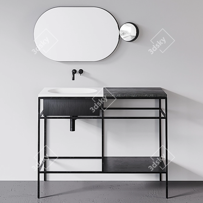 Elegance Marble Console & Gravity Mirror 3D model image 2