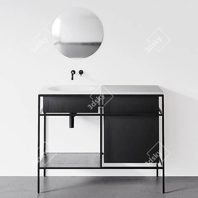 Modern Concrete Console with Mirror Journey 3D model image 1