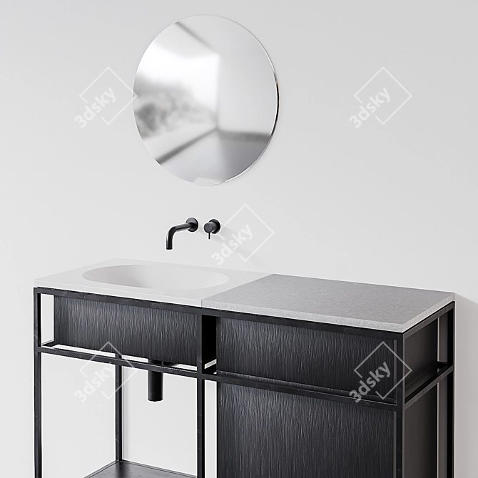 Modern Concrete Console with Mirror Journey 3D model image 2