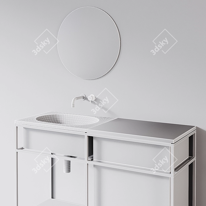 Modern Concrete Console with Mirror Journey 3D model image 3