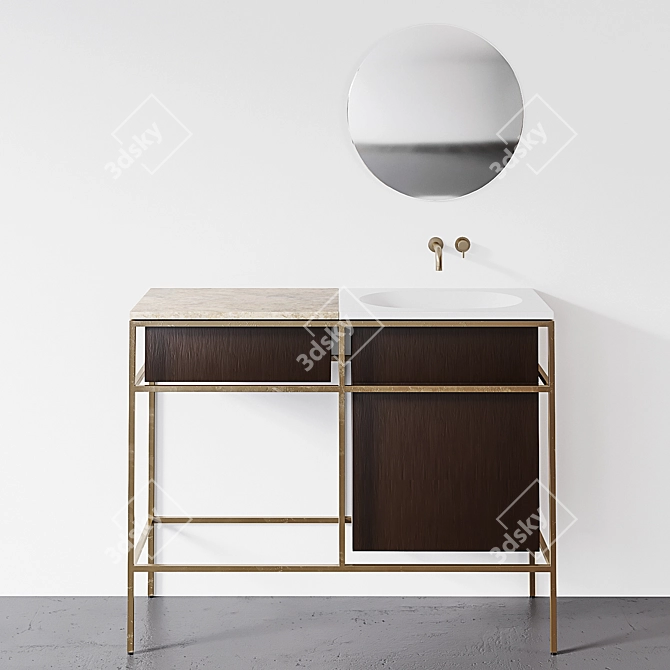 Ex-T Frame Console with Marble Plate & Plateau Mirror 3D model image 1