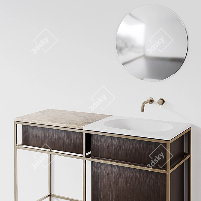 Ex-T Frame Console with Marble Plate & Plateau Mirror 3D model image 2