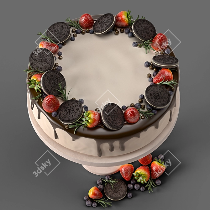  Delicious Strawberry Oreo Cake 3D model image 2