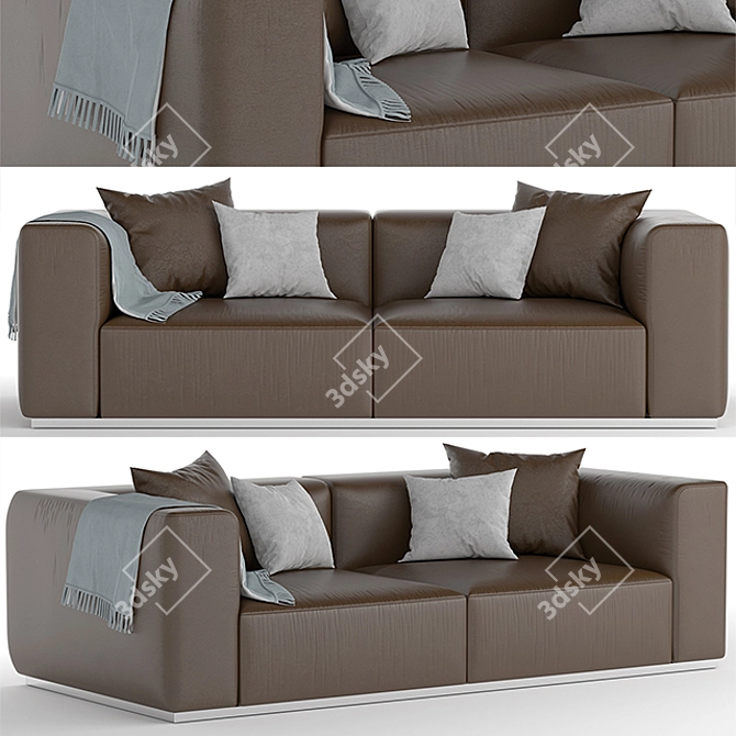 Modern Velvet Sofa with Textures 3D model image 1