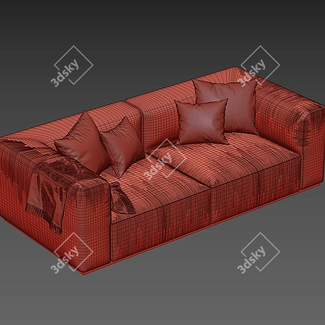 Modern Velvet Sofa with Textures 3D model image 3