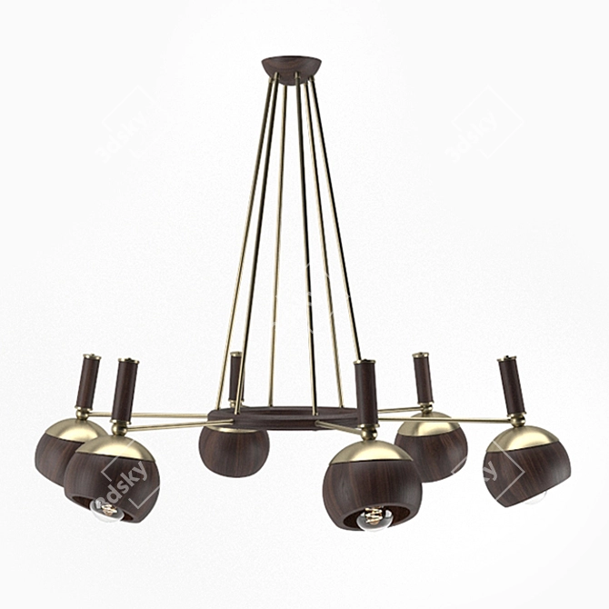 Artisan Walnut Pendant Lamp 3D model image 1