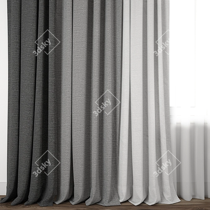 Exquisite Detailed Curtain Model 3D model image 2