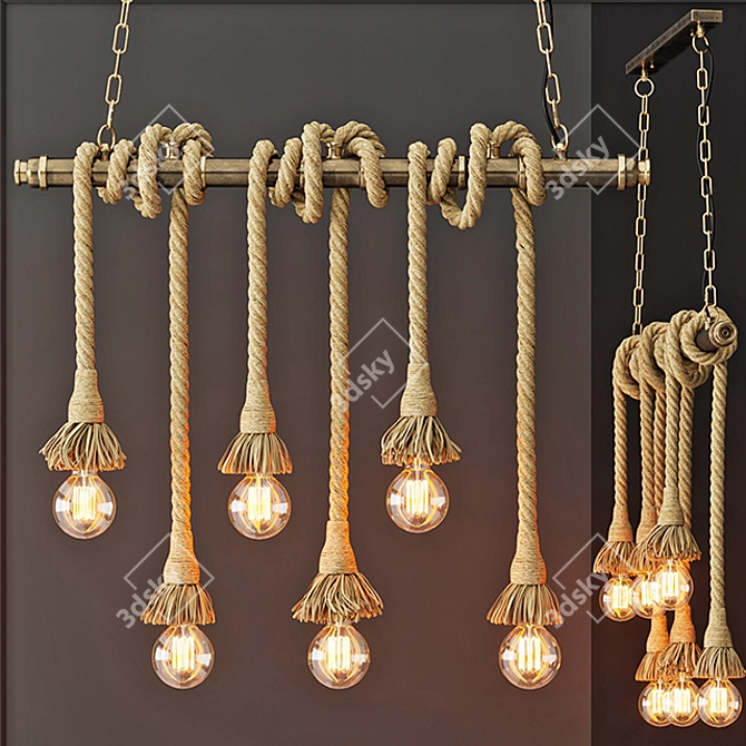 Industrial Loft Pendant Lamp (6 Edison Bulbs) 3D model image 1