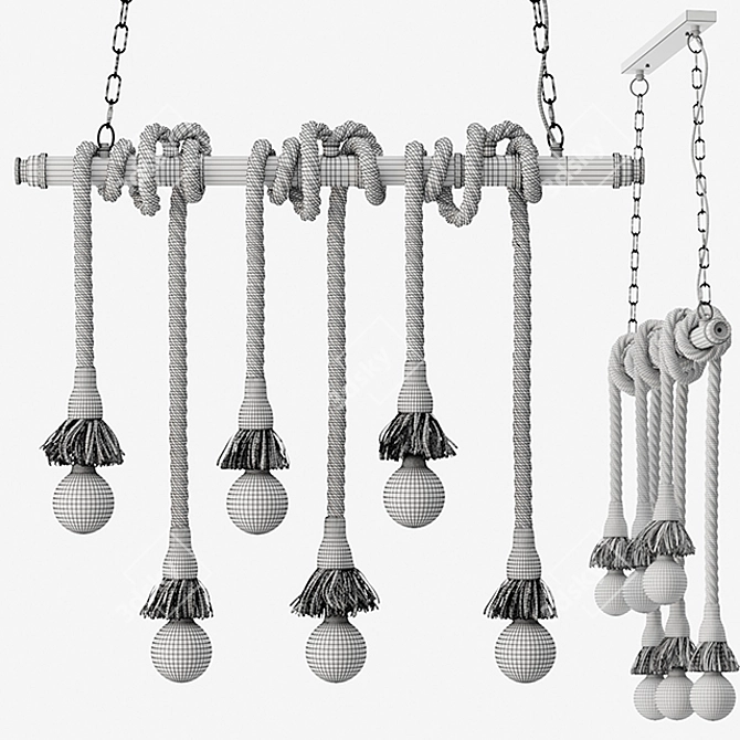 Industrial Loft Pendant Lamp (6 Edison Bulbs) 3D model image 3