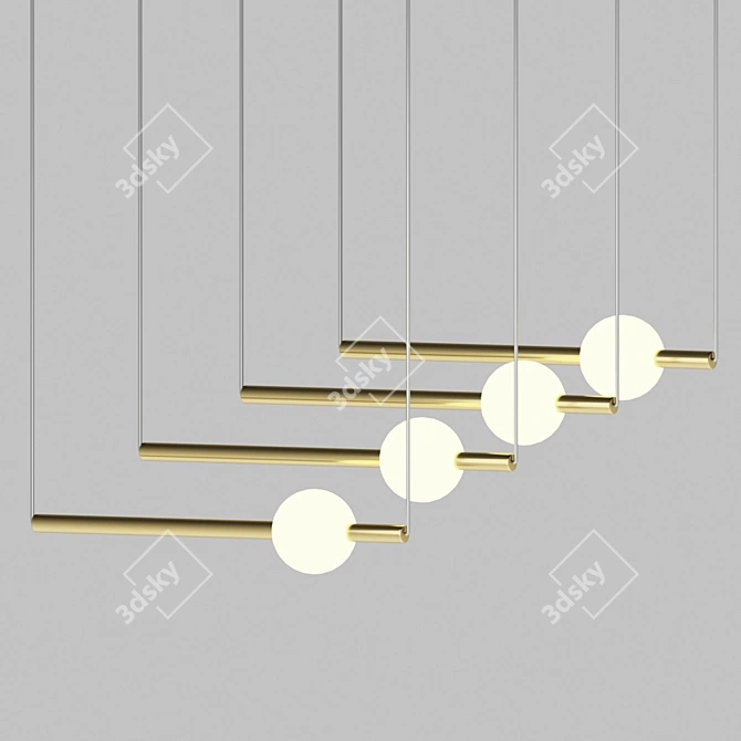 Orion Globe Pendant Light - Modern Gold Metal Fixture with Matte White Glass Shades 3D model image 1