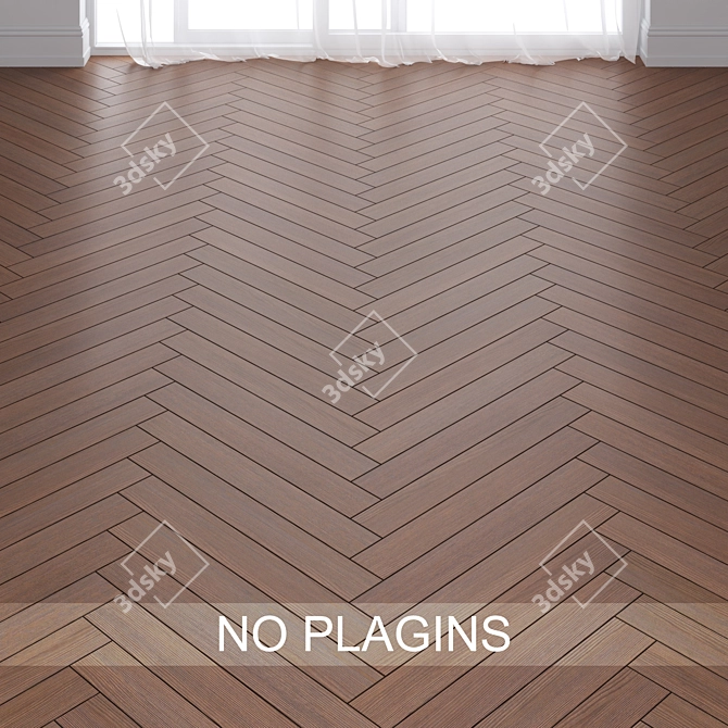 Pine Wood Parquet: Chevron & Herringbone 3D model image 1