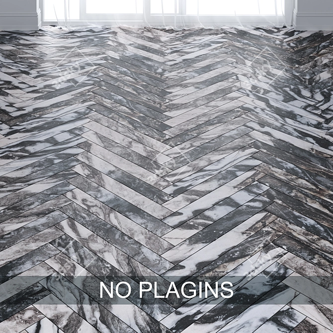 Gray Marble Tiles: Chevron & Herringbone 3D model image 1