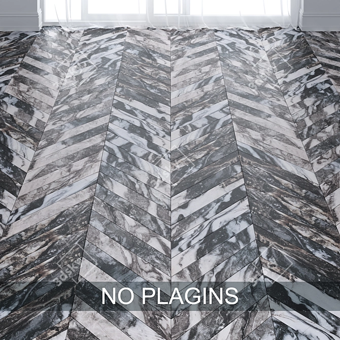 Gray Marble Tiles: Chevron & Herringbone 3D model image 2