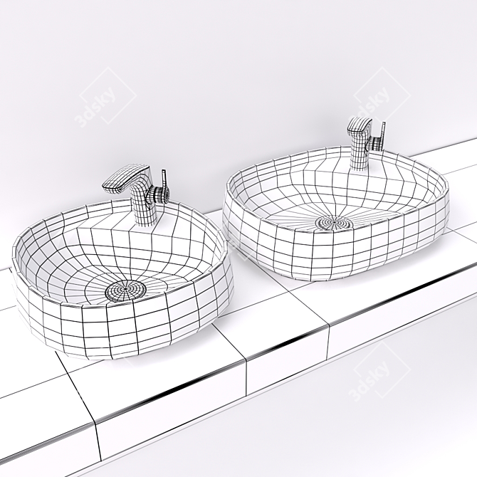 Overflow Ceramic Wash Basin 58x45 and 45x45 3D model image 3