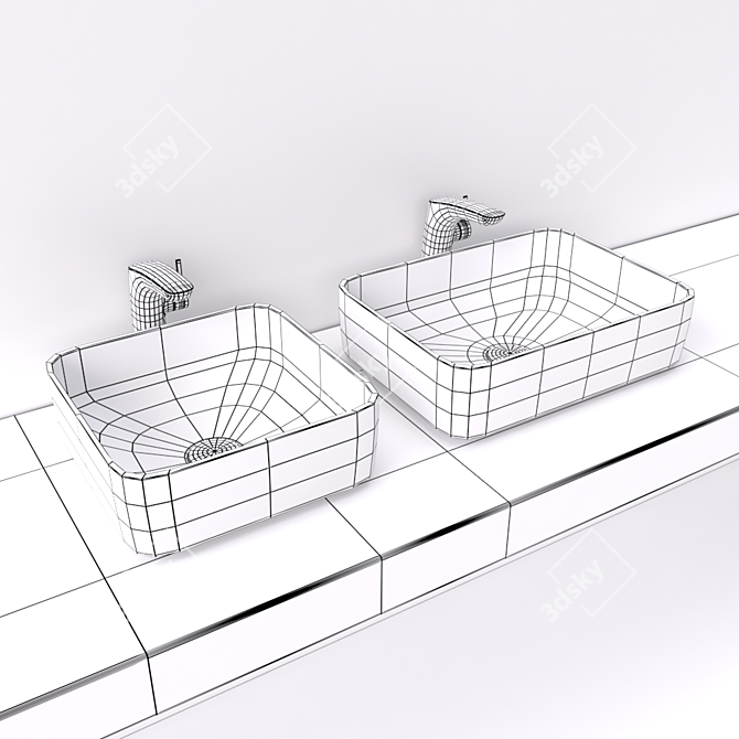 Inspira Square Over Counter Wash Basin 3D model image 3