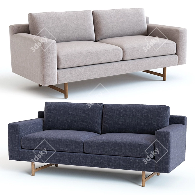 West Elm Eddy Sofa: Sleek Design and Vibrant Colors 3D model image 1