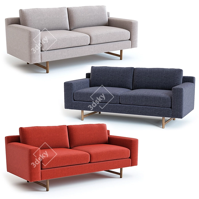 West Elm Eddy Sofa: Sleek Design and Vibrant Colors 3D model image 2