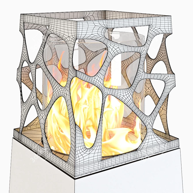 Elegant Outdoor Pyramid Fireplace 3D model image 2
