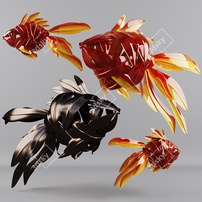 Vintage & Modern Fish Sculpture 3D model image 1