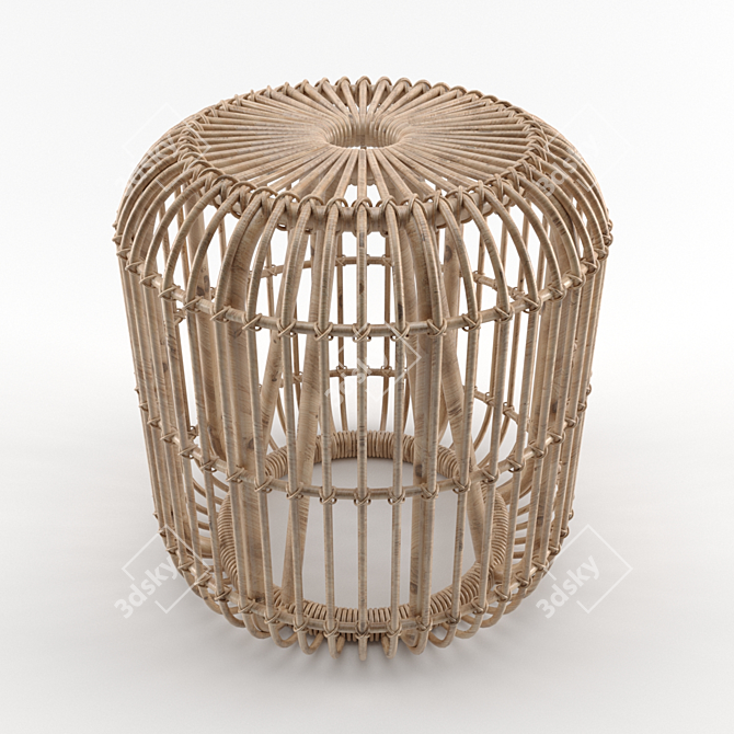 Versatile Rattan Stool: Chair, Coffee Table, or Bedside 3D model image 1