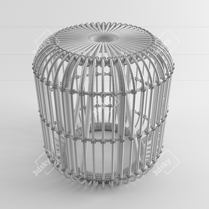 Versatile Rattan Stool: Chair, Coffee Table, or Bedside 3D model image 3
