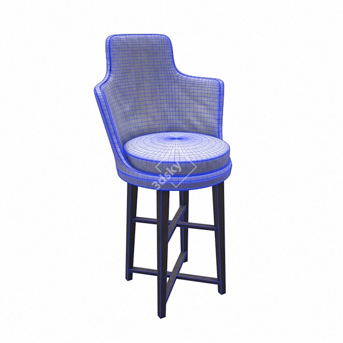 Modern White Leather Bar Stool 3D model image 2