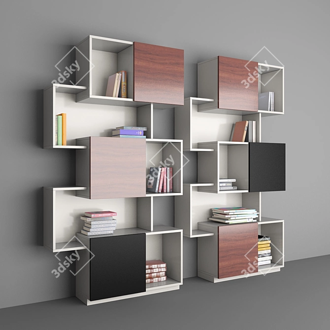 Sleek Book Storage 3D model image 1