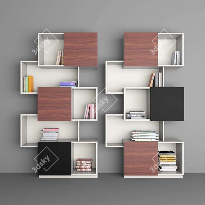 Sleek Book Storage 3D model image 2