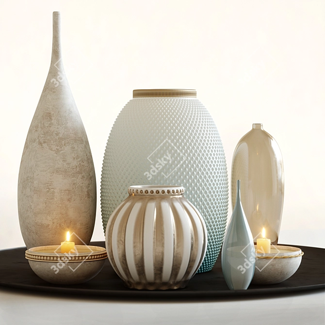 Elegant Vase Decor Set 3D model image 1