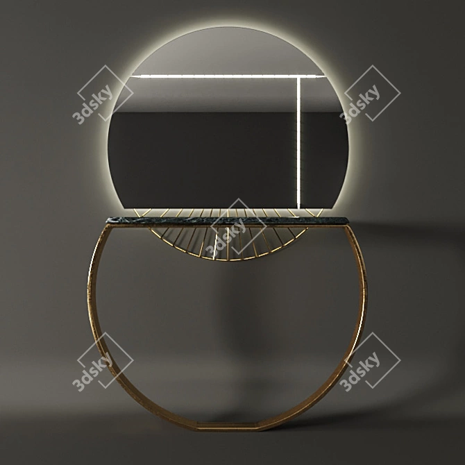Elegant Marble & Gold Ring Console 3D model image 1