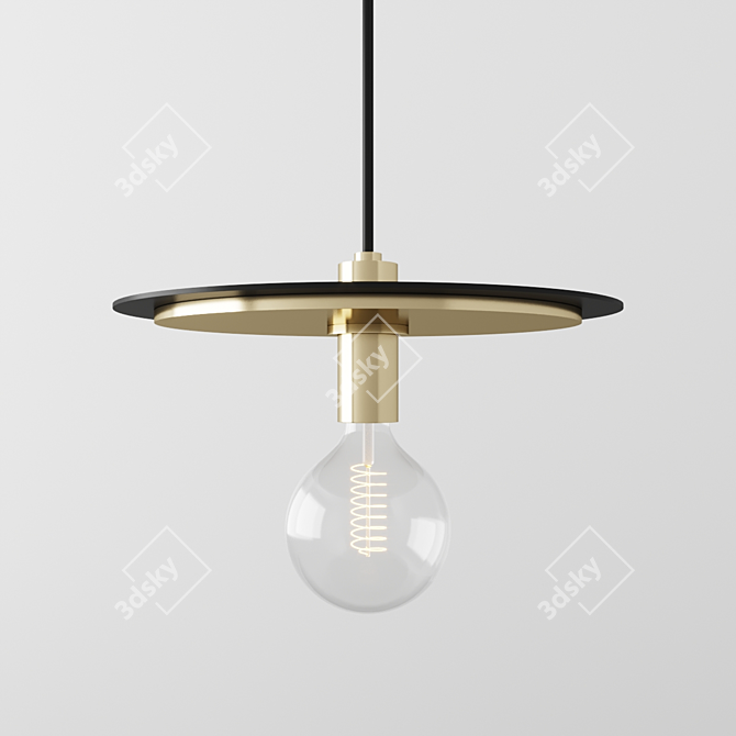 Stylish Mitzi Milo Pendant - Brass/Black 3D model image 1