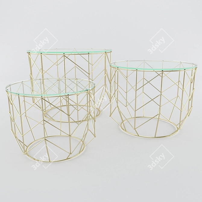 Brass Wire Grid Coffee Table 3D model image 1