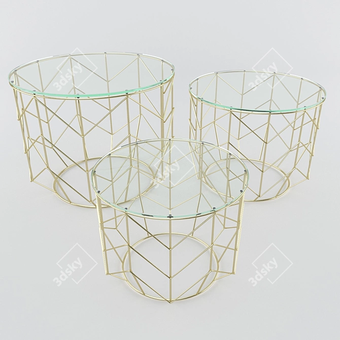 Brass Wire Grid Coffee Table 3D model image 2