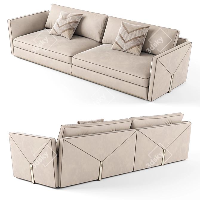 Luxury Visionnaire Bastian Leather Sofa 3D model image 2