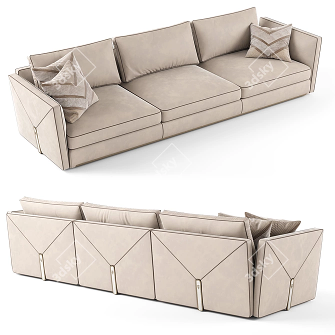 Luxury Leather Visionnaire Bastian Sofa 3D model image 2