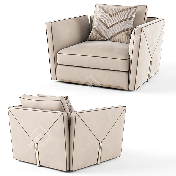 Elegant Leather Bastian Armchair 3D model image 1