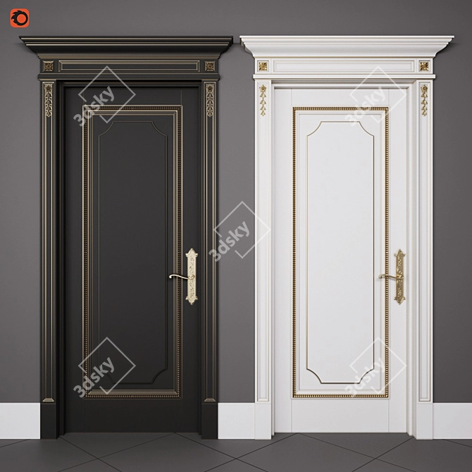 Elegant Wood Interior Door 3D model image 1