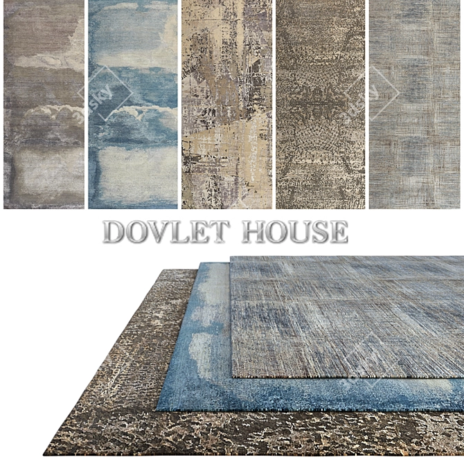 Elegant Dovlet House 5-Piece Carpets 3D model image 1