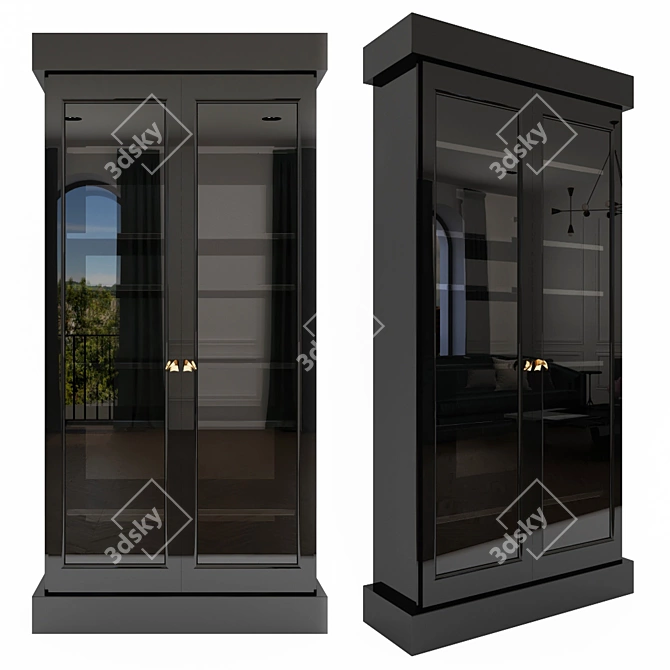 Custom Black Lacquer Bookcase 3D model image 1