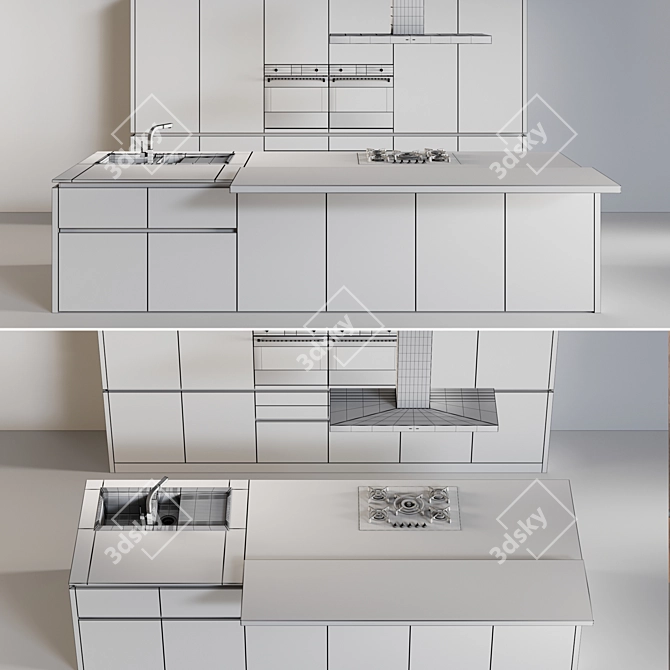3D Kitchen Model 14 - Realistic Design 3D model image 3